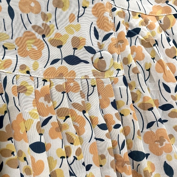 MARC JACOBS Silk Floral Print Pleated Skirt, Blue Yellow Orange, US 2 - Picture 14 of 16